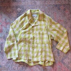 Lime Green Checkered Button Down Shirt